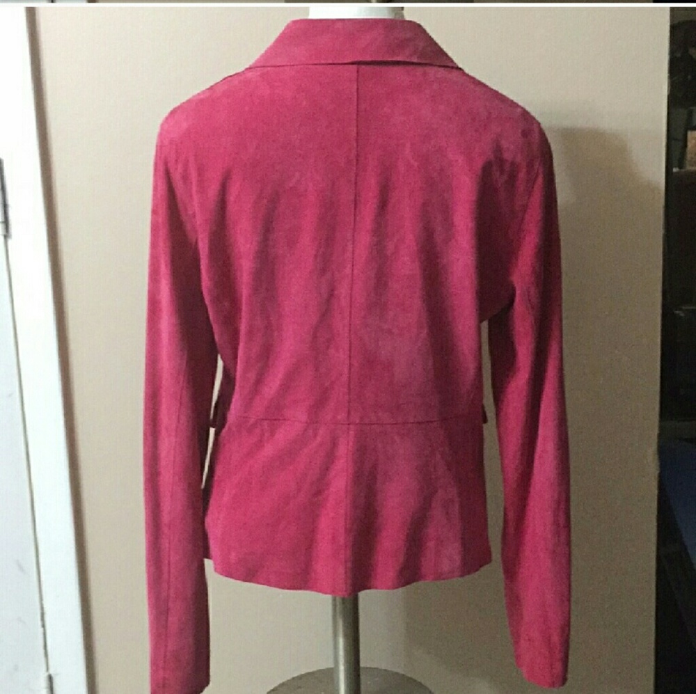 TAHARI Hot Pink Suede Jacket - Picture 2 of 8
